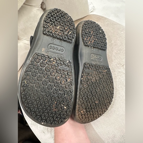 Crocs Work Crocs-Lock Slip-Resistant Classic Black Clogs Shoes Men 6 Women 8 EUC